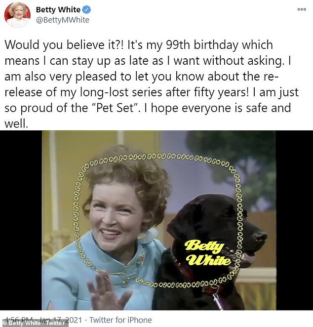 50 years later: The birthday girl took to Instagram with another throwback, celebrating the feat by re-releasing her animal-friendly talk show The Pet Set in 1971